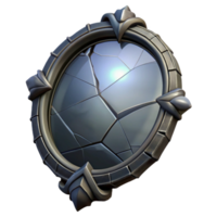 wonderful minimalist Cracked Stone Shield 3D Render detailed png