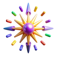 dramatic modern Colorful 3D Abstract Starburst Design authentic png