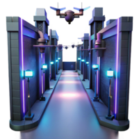 Cyberpunk Alleyway 3D Render png