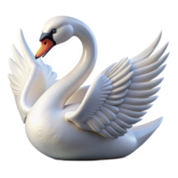 Elegant White Swan 3D Render png