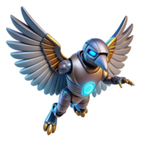 3D Render of a Robotic Bird in Flight png