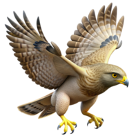 3D Render Hawk in Flight Illustration png