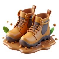 wonderful minimalist Muddy Boots 3D Render authentic png