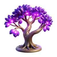 wonderful abstract Glowing Purple Fantasy Tree 3D Render authentic png