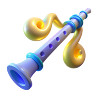 3D Render of a Cartoon Flute png