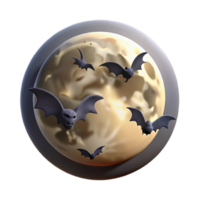 impressive rustic 3D Halloween Bats Moon Illustration detailed png