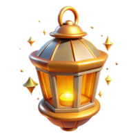 beautiful rustic 3D Render Golden Lantern Illustration authentic png