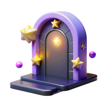 3d mágico estrelado porta ilustração png