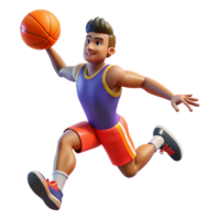 3D Illustration Basketball Player in Action png