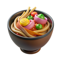 stunning creative Colorful 3D Render of Noodles in a Bowl high resolution png