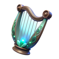 serene artistic Glowing Harp 3D Render authentic png