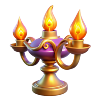 Three-Flame Candleabra 3D Render png