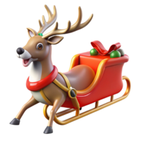 impressive creative 3D Render Reindeer Sleigh Christmas high quality png