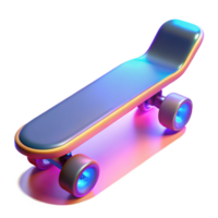 serene abstract Neon Skateboard 3D Render authentic png