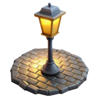 dramatic vintage 3D Render Street Lamp Cobblestone high quality png