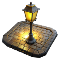 extraordinary modern 3D Render Glowing Lamppost Cobblestone exclusive png