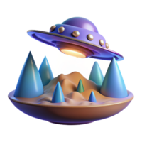 beautiful modern 3D Render of UFO over Abstract Landscape 4K png