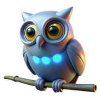 serene rustic 3D Render of a Futuristic Owl high resolution png