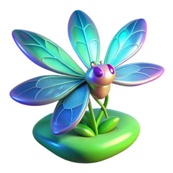 extraordinário criativo iridescente 3d libélula ilustração autêntico png