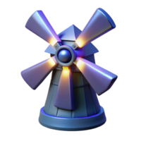 serene classic Glowing 3D Windmill Illustration detailed png
