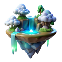 elegant abstract Enchanted 3D Island Waterfall authentic png