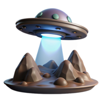 serene modern 3D Render UFO over Mountain Landscape exclusive png