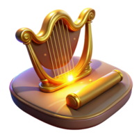 serene traditional Golden Harp 3D Render high resolution png
