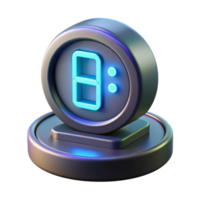 impressive modern Neon Digital Clock 3D Render high quality png