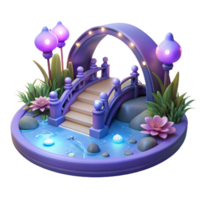 elegant rustic Enchanted 3D Bridge Illustration high quality png