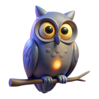 extraordinary abstract 3D Render of a Cute Owl on Branch high quality png