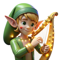 stunning abstract 3D Render of Elf Playing Harp with Lights high resolution png