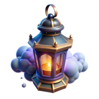 vibrant minimalist 3D Render of Illuminated Lantern on Clouds exclusive png