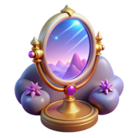 magnificent modern Fantasy 3D Mirror Illustration Night Sky Mountains high quality png