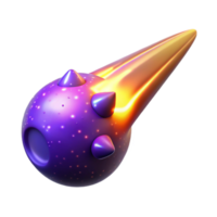Purple Spiky Comet 3D Render png