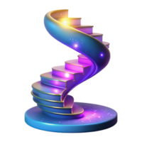 vibrant abstract Glowing Spiral Staircase 3D Render detailed png