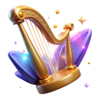 stunning creative Golden Harp 3D Render high resolution png