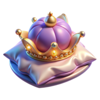 serene rustic 3D Render of a Golden Crown on a Pillow high resolution png