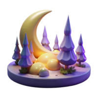 3D Render Moonlit Forest Illustration png