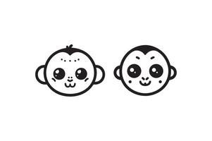 two cartoon faces with different expressions vector