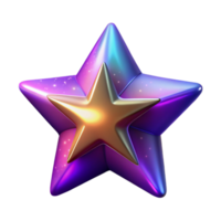 3D Render Golden Star Purple Galaxy Background png