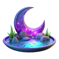 beautiful classic Glowing Crescent Moon 3D Render authentic png