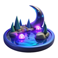 Enchanted Moonlit Island 3D Render png