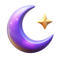 serene vintage Crescent Moon and Star 3D Render high resolution png