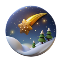 3D Winter Night Sky with Shooting Star Illustration png