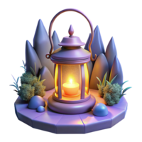 elegant contemporary 3D Render Glowing Lantern Illustration exclusive png