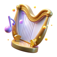 beautiful minimalist Golden Harp 3D Render authentic png