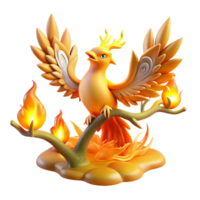 vibrant modern 3D Render of a Mythical Firebird high resolution png
