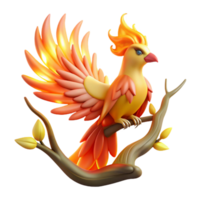 elegant abstract 3D Render of a Mythical Firebird authentic png