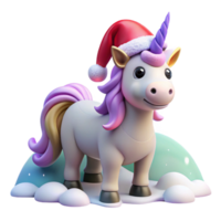 impressive modern Cute Unicorn 3D Render in Winter Wonderland premium png