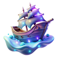 magnificent artistic Glowing Ship 3D Render professional png